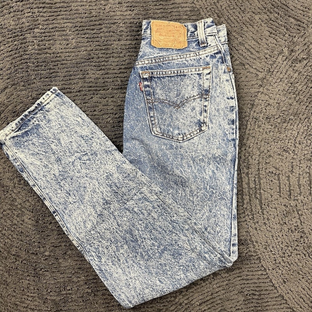 Vintage Levi's 501 Women's 24x30 Jeans USA Made Acid Wash High Waisted 90s